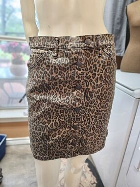 New W Tag Banana Republic Denim Jean Cheetah Print Mini Skirt 4